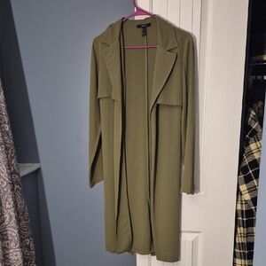 Forever 21 Olive Open-Front Longline Trench Coat